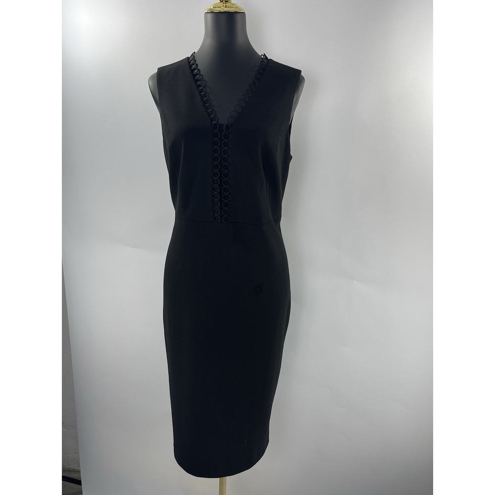 Calvin Klein Scuba Crepe Sleeveless Princess Seam Sheath Black Dress Size 12